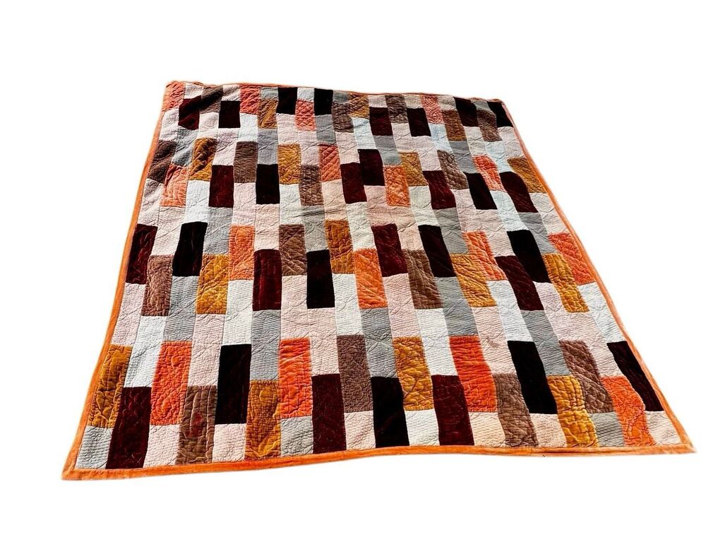 Vtg Eddie Bauer Patchwork Quilt Rustic Cabin Style Rectangular Block Pattern